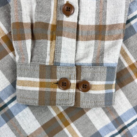 Men's Patagonia 100% Organic Cotton Flannel Button Up Brown/White/Blue Size XL - Picture 7 of 15